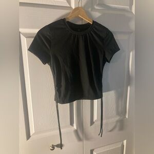 NWOT - Black Ruched Side Women’s Short Sleeve Crop Top